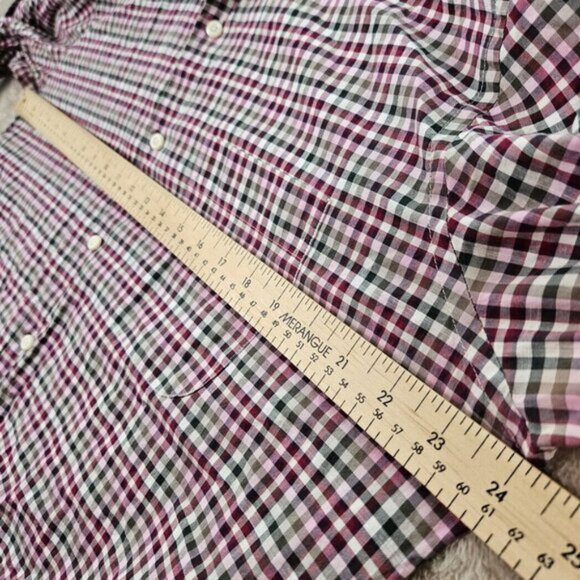 Peter Millar Dress Shirt White Pink Black Gray Plaid Long Sleeve Mens Size L - Picture 4 of 10